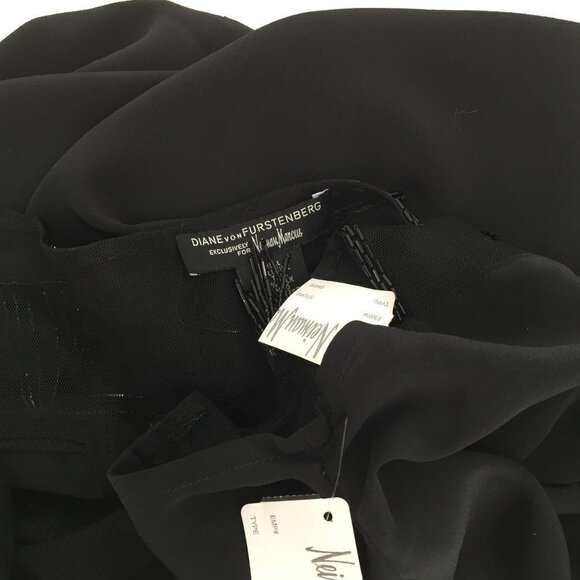 DVF Diane von Furstenberg Georgina Black dress bead fringe shift mini new 2 - Picture 7 of 7